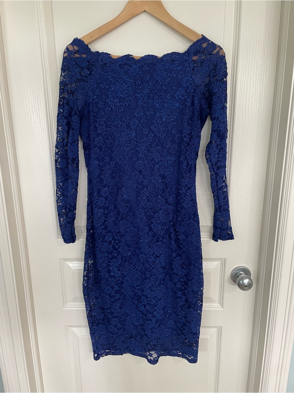 Onyx Royal Blue Lace Long Sleeve Sheath Dress